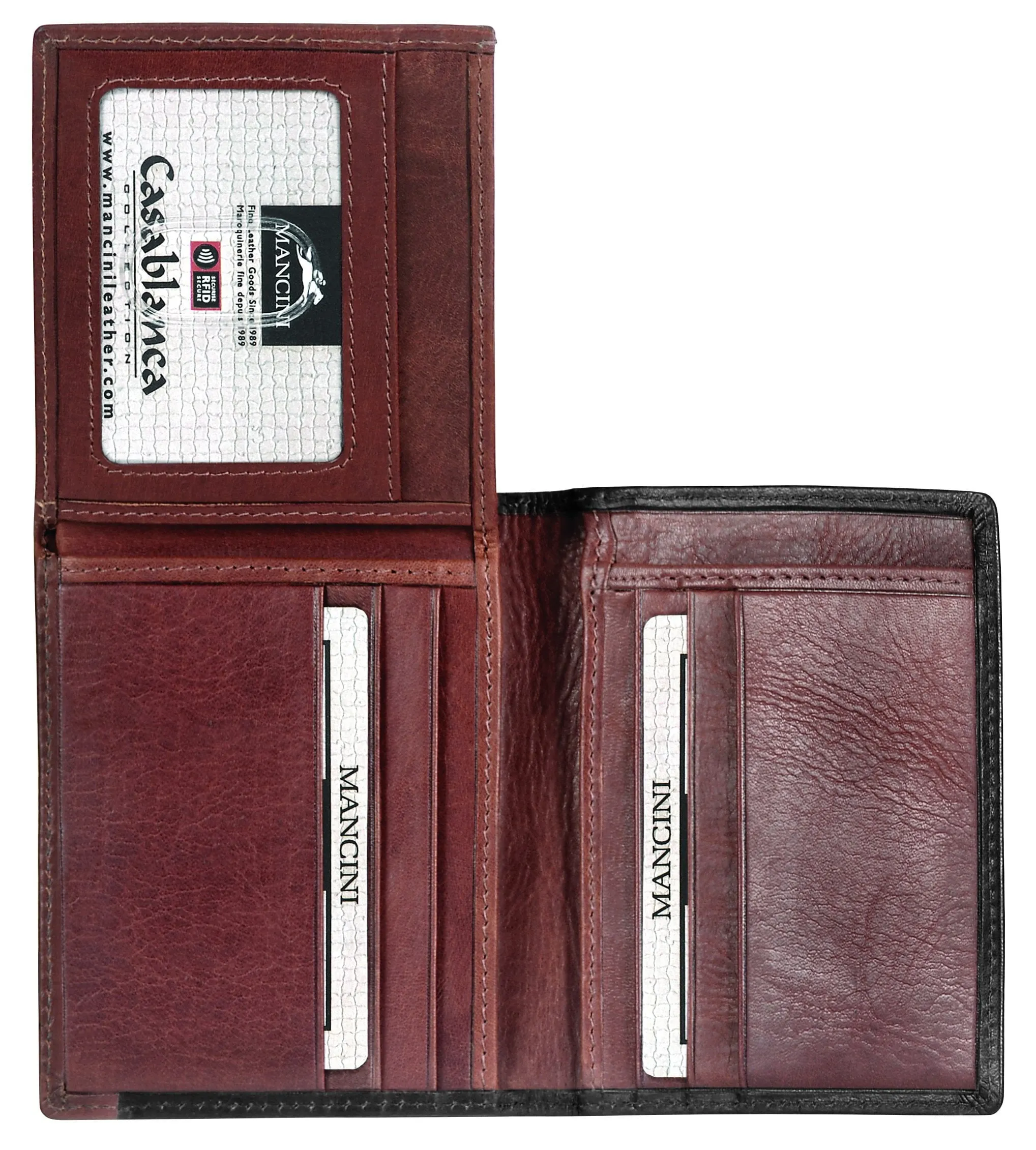 Mancini CASABLANCA Collection Men’s Unique Vertical Wing Wallet (RFID Secure)