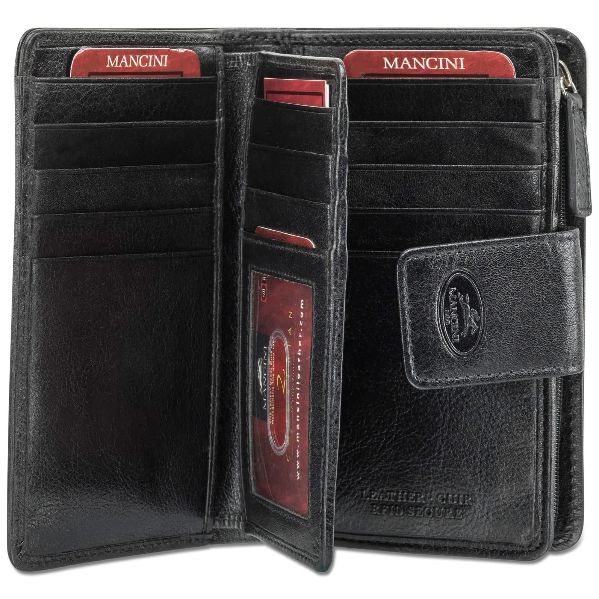 Mancini Leather Ladies’ RFID Secure Medium Clutch Wallet