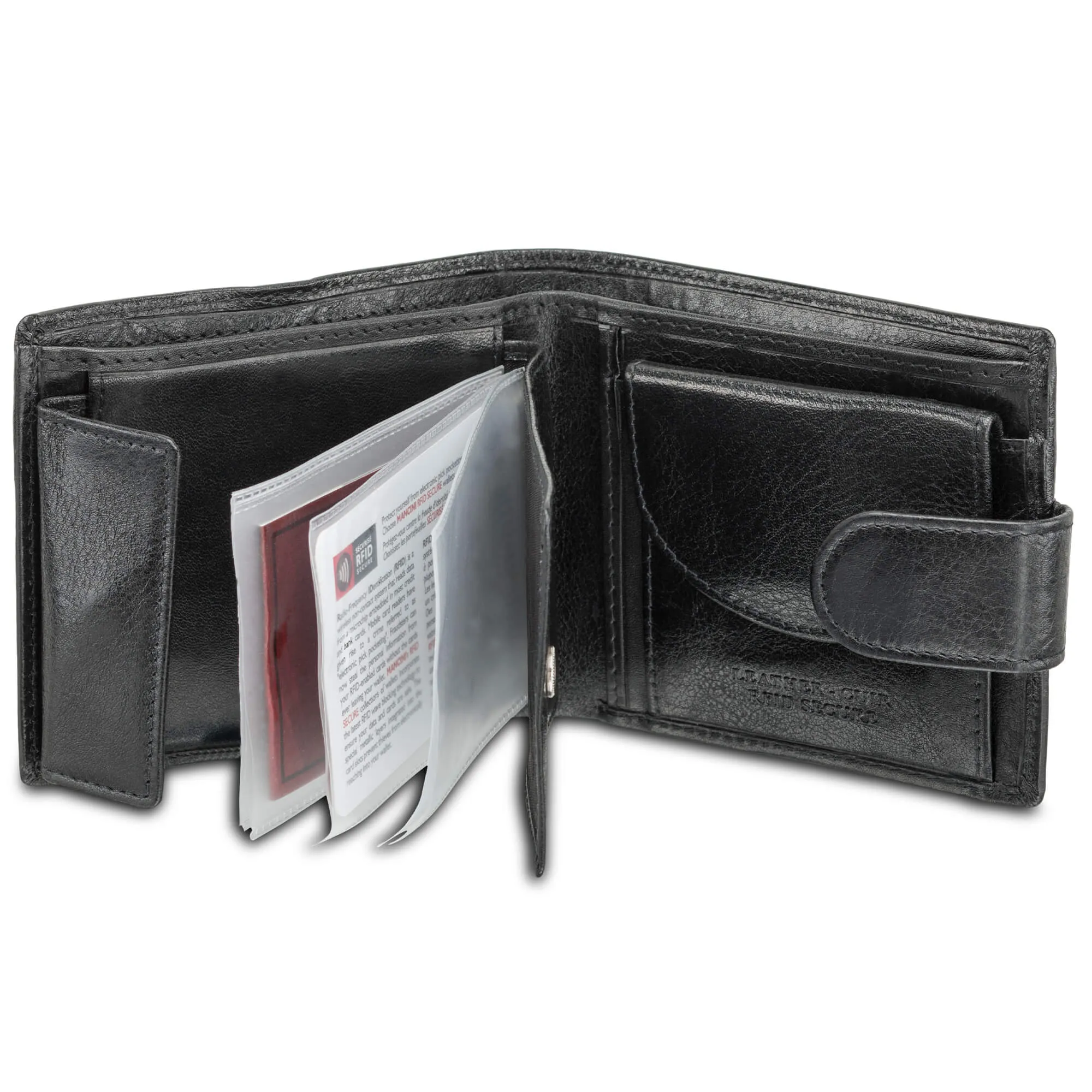 Mancini Leather Men's Wallet Deluxe with Coin Pocket RFID