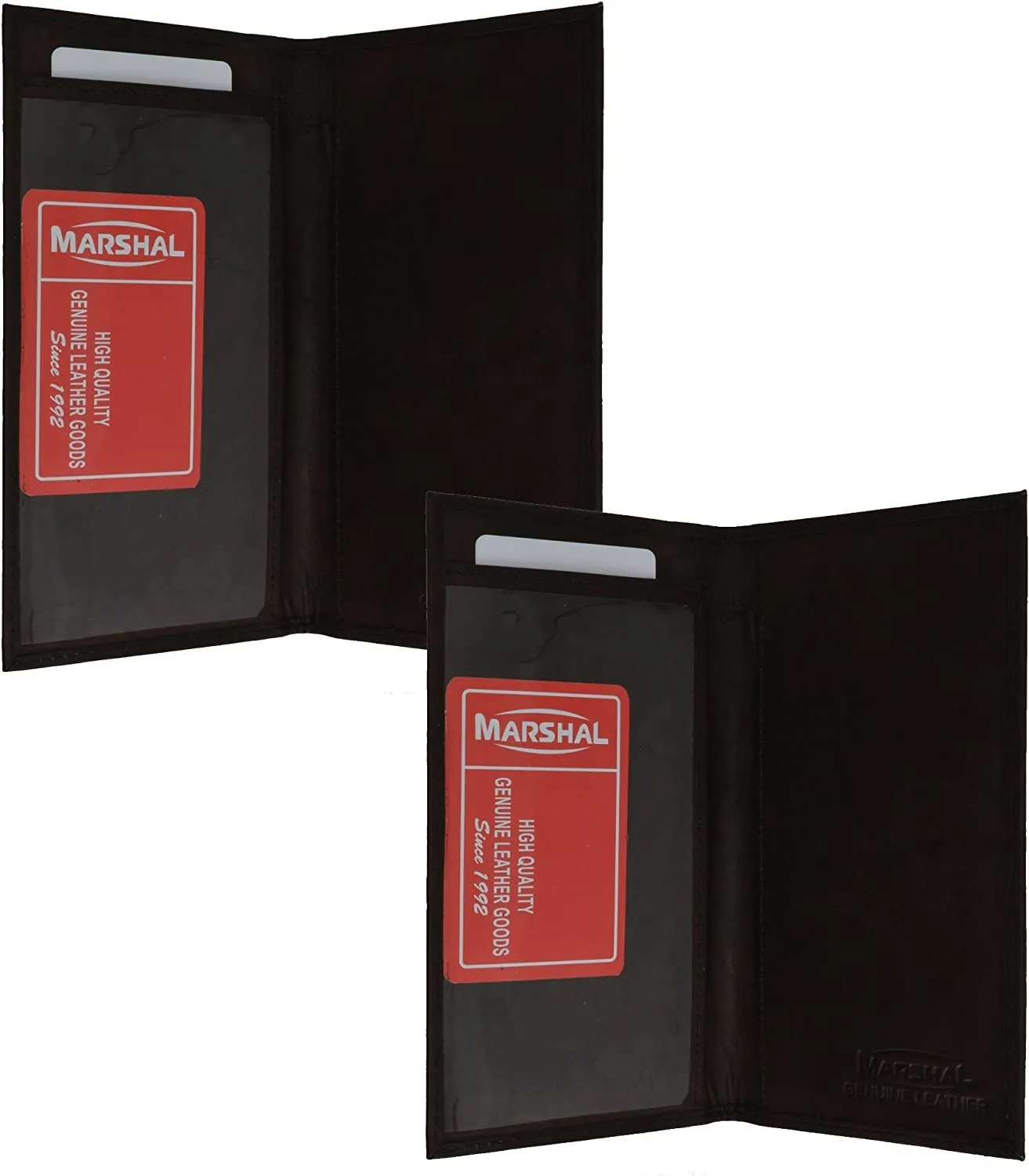 Marshal Checkbook Covers - Set of 2 - Genuine Leather (Brown-Brown)