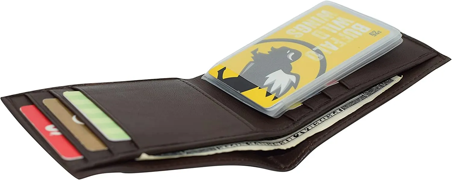 Marshal Genuine Leather Slim Bifold Exterior ID Card Holder Wallet with Elastic Band Closure