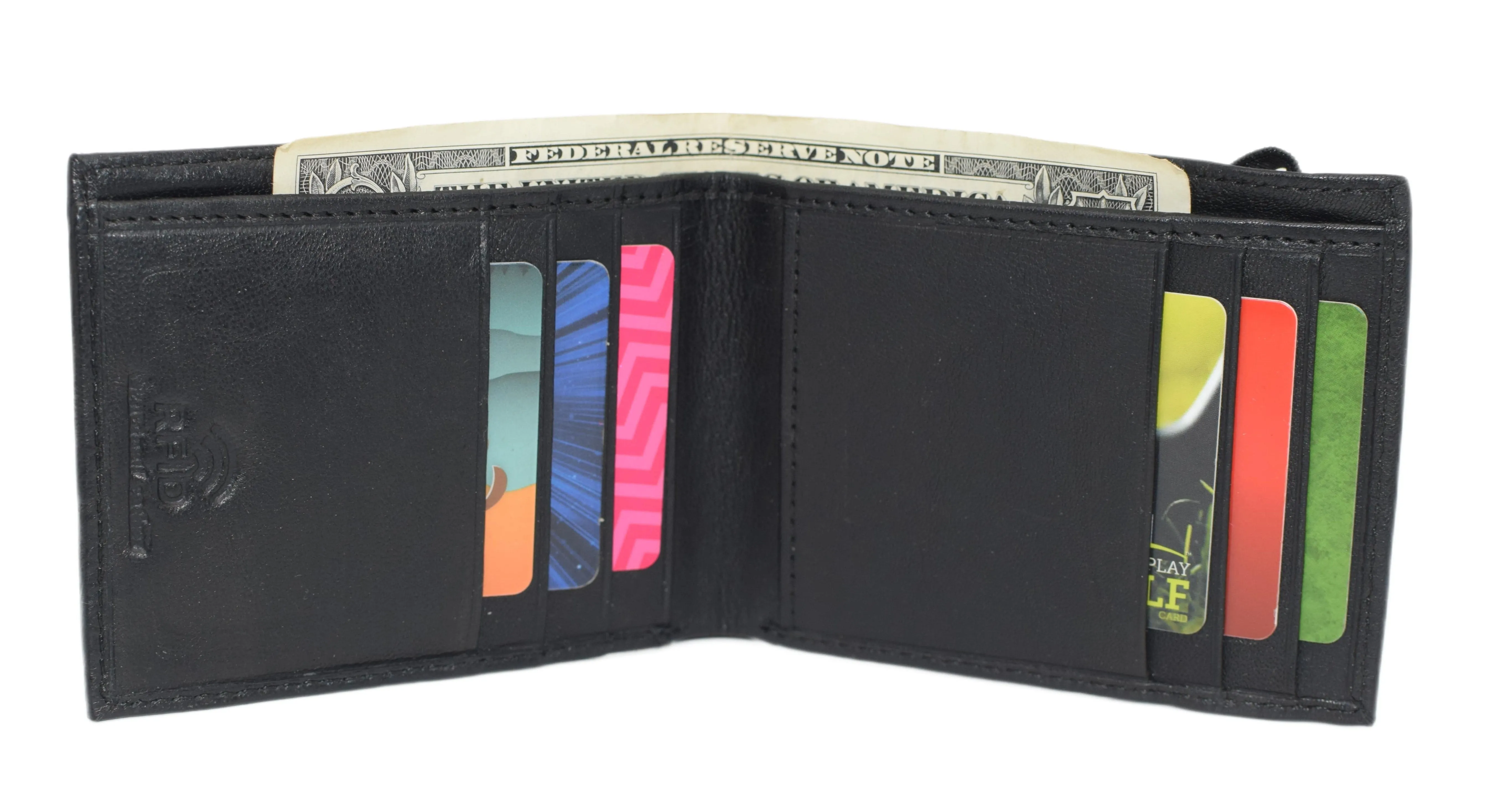 Marshal Genuine Leather Slim Bifold Exterior ID Card Holder Wallet with Elastic Band Closure