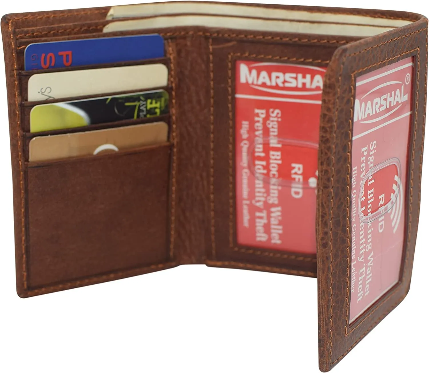 Marshal RFID Blocking Cross Genuine Leather Bifold Trifold Wallet for Men