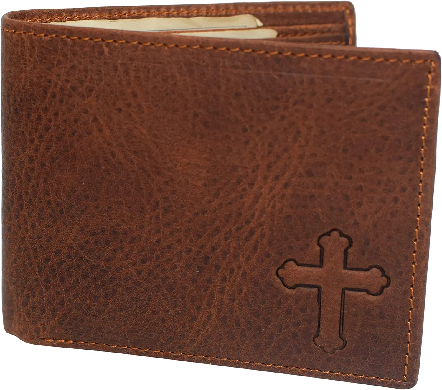 Marshal RFID Blocking Cross Genuine Leather Bifold Trifold Wallet for Men