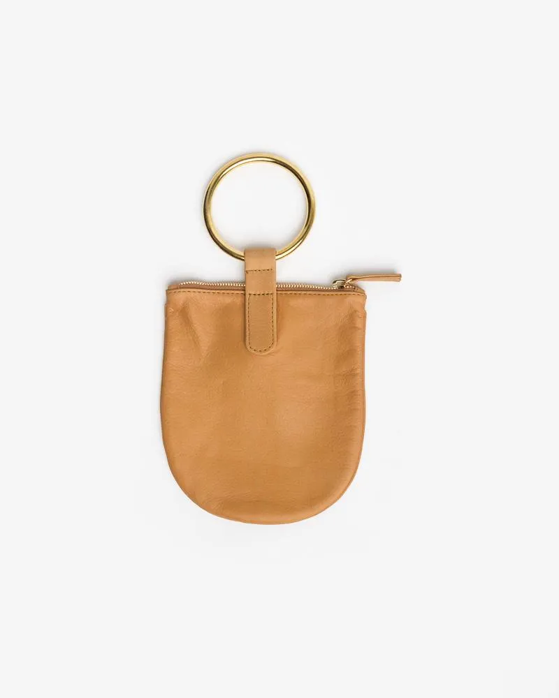 Medium Pouch in Camel with Brass Wrist Ring