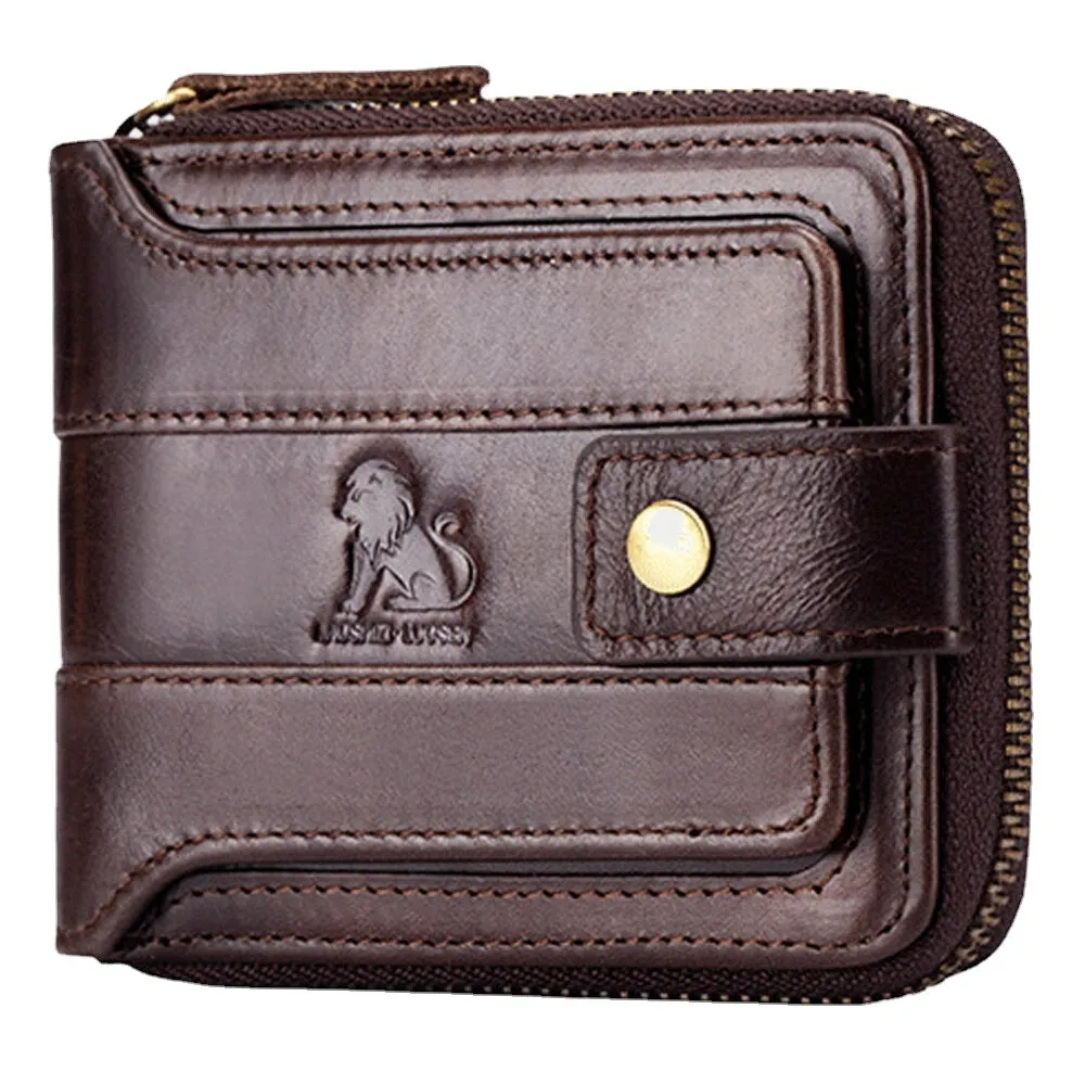 Men Genuine Leather Bifold Large Capacity RFID Anti-theft 12 Card Slots Holder Coin Purse Money Clip Wallet