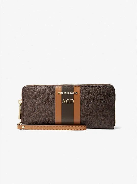 Michael Michael Kors Logo Stripe Continental Wallet, dark brown