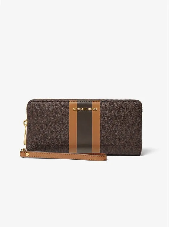 Michael Michael Kors Logo Stripe Continental Wallet, dark brown