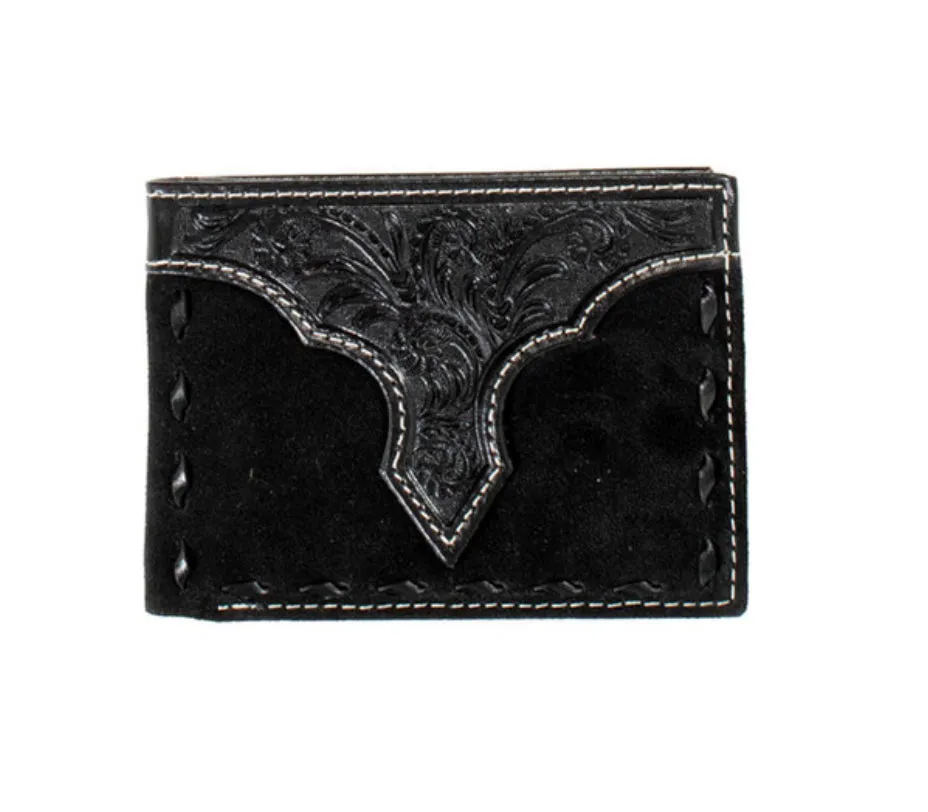 Nocona Wallets Men's Bifold Leather Roughout Buck Lace Black