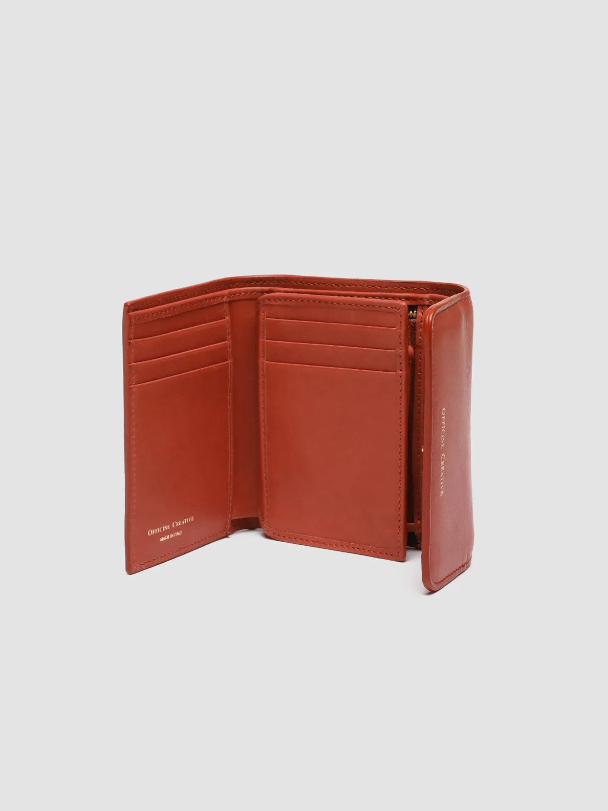 POCHE 10 - Red Nappa Leather Trifold Wallet