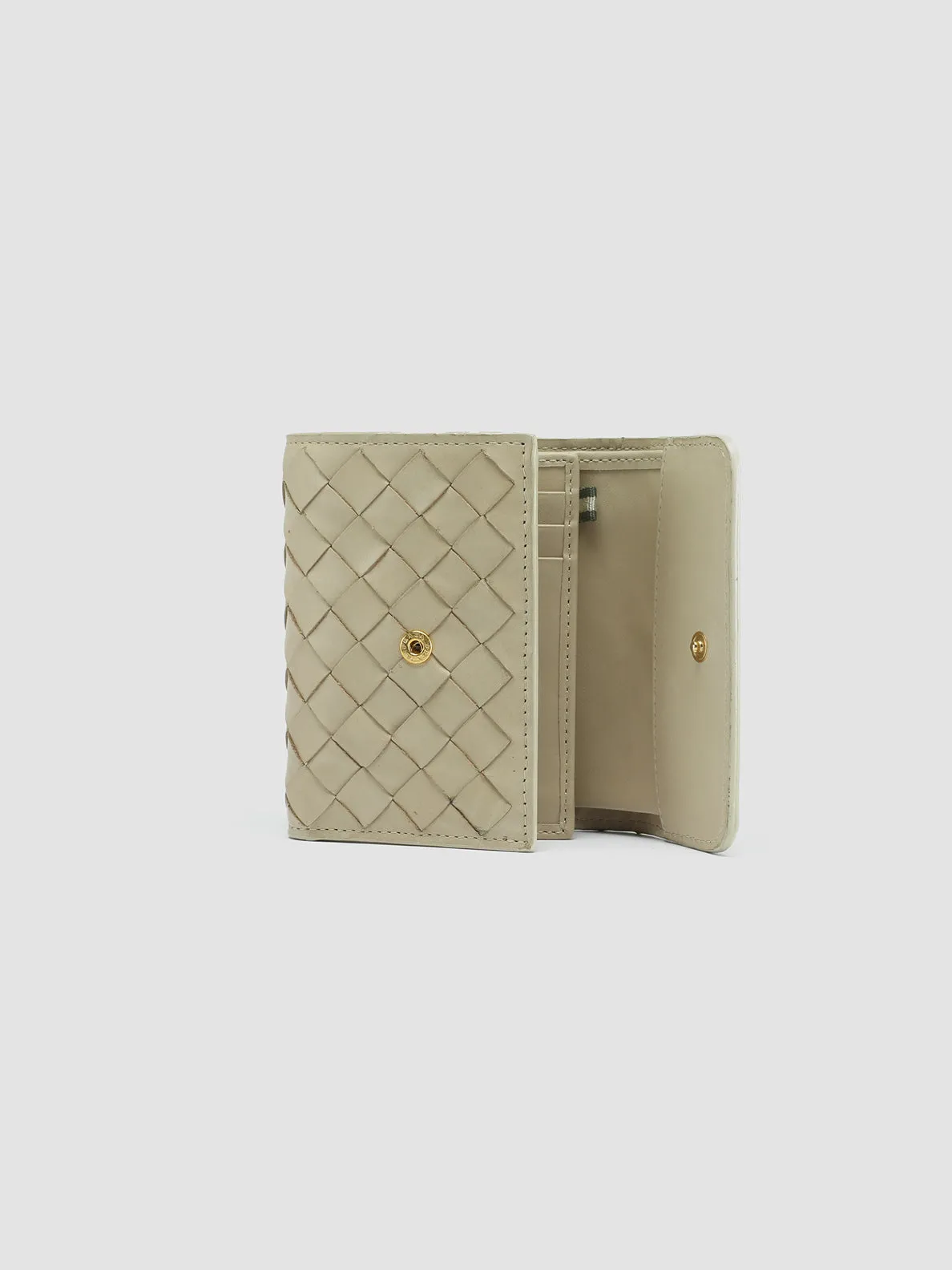 POCHE 110 - Ivory Woven Leather Trifold Wallet