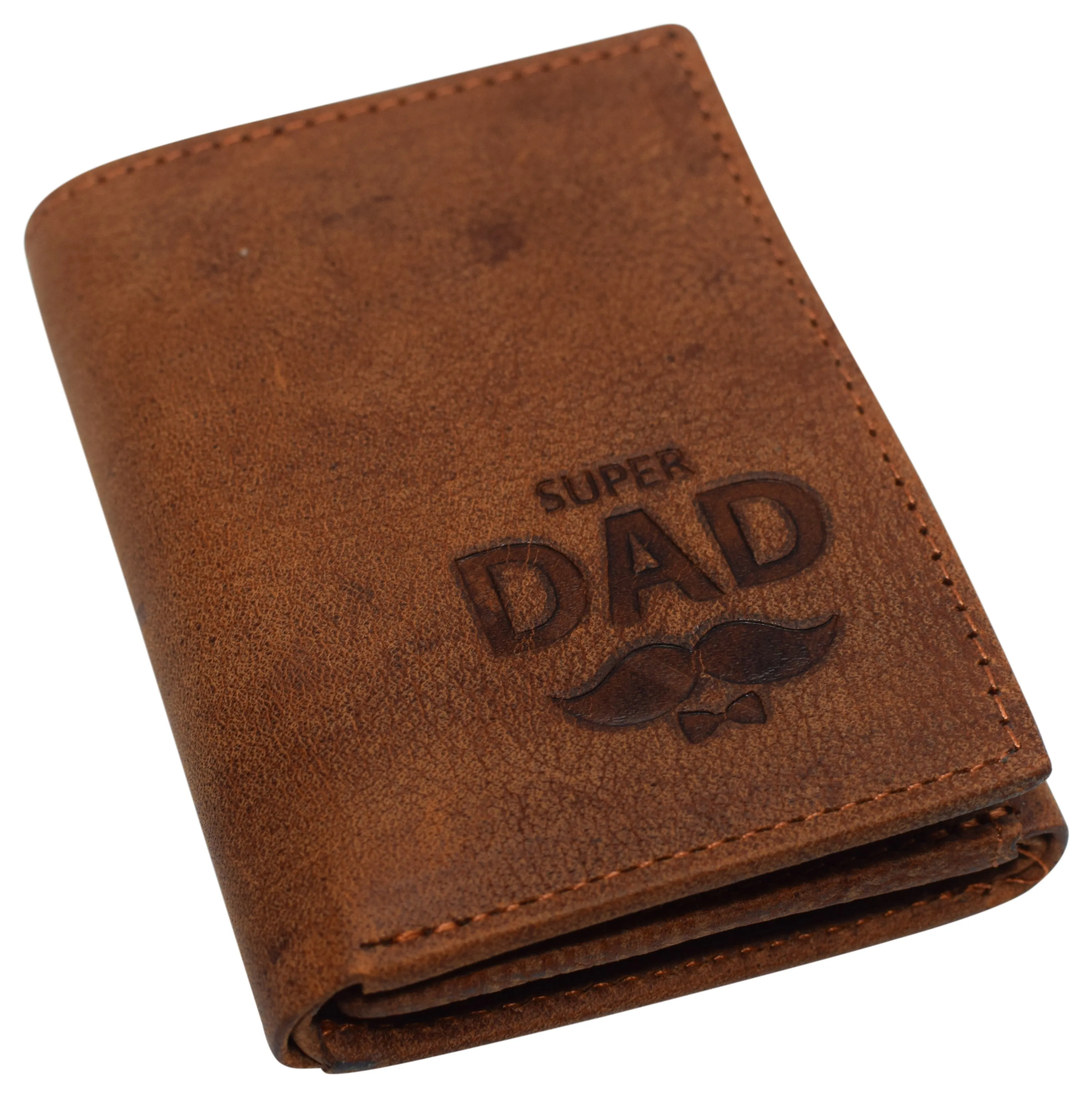 Real Leather Men's RFID Blocking Trifold Wallet with Outside ID Window Logo Gift Wallets for Men