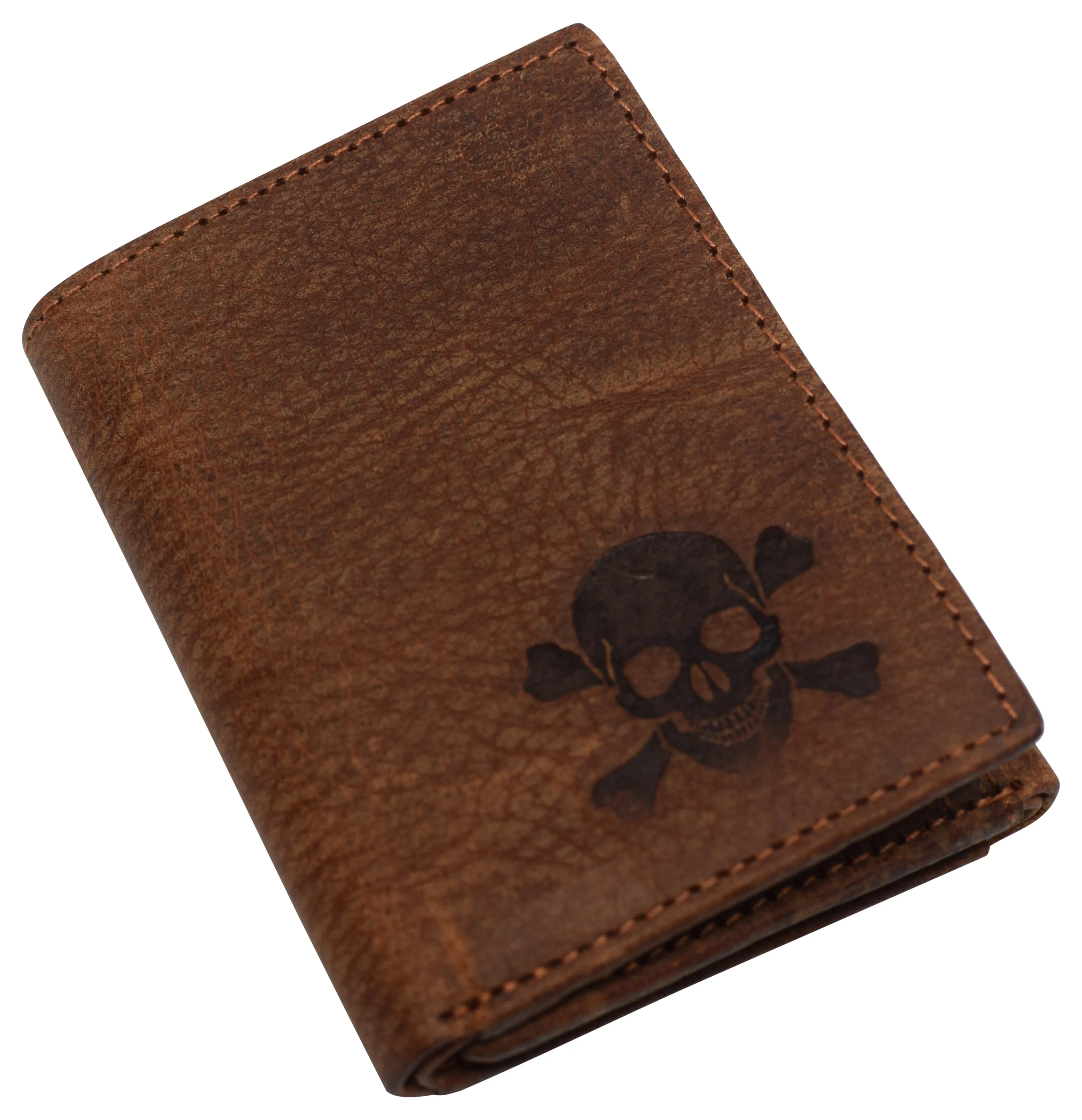 Real Leather Men's RFID Blocking Trifold Wallet with Outside ID Window Logo Gift Wallets for Men