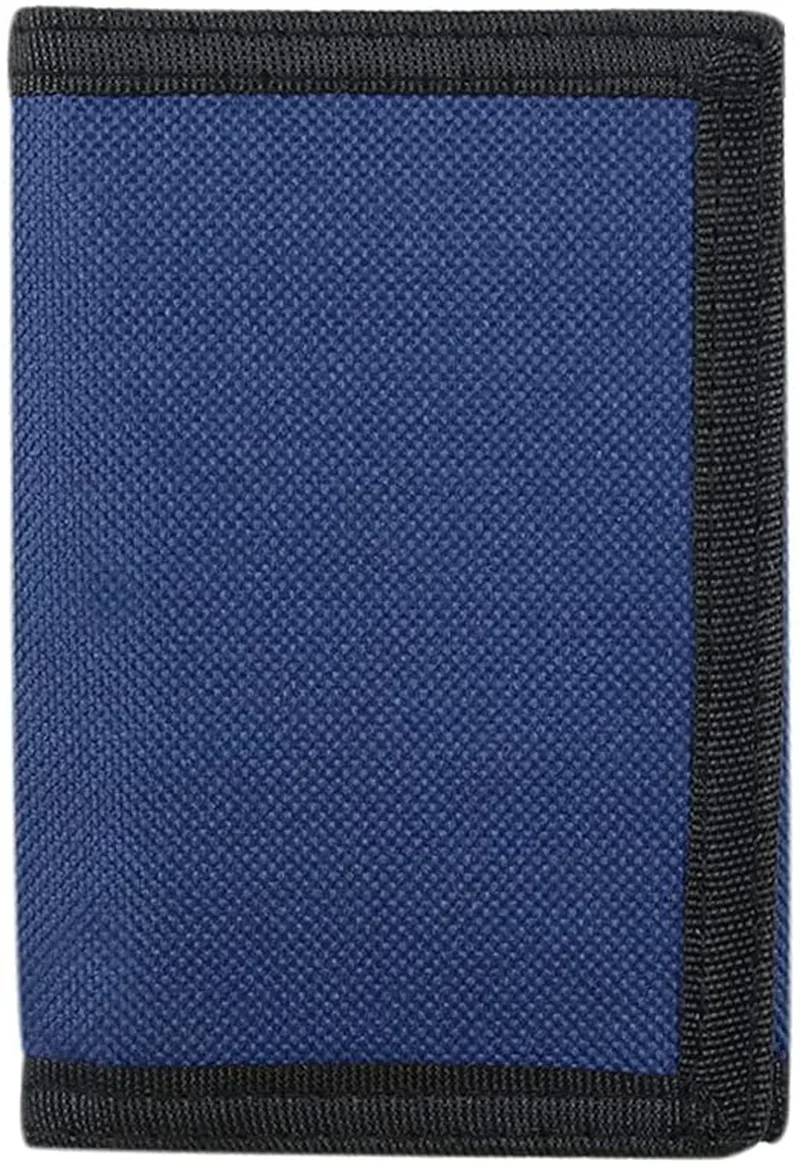 RFID Blocking Canvas Wallet for Men and Women - Camo Trifold Outdoor Sports Wallets with Magic Sticker for Teen Kids (Navy Blue)