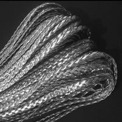 Silver Plastic Leather Braided Cord per metre