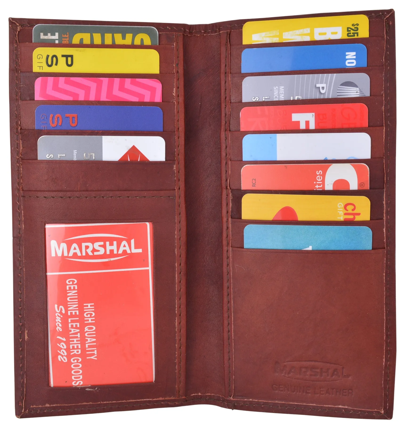 Slim Leather ID/Credit Card Holder Long Wallet with Pen holder