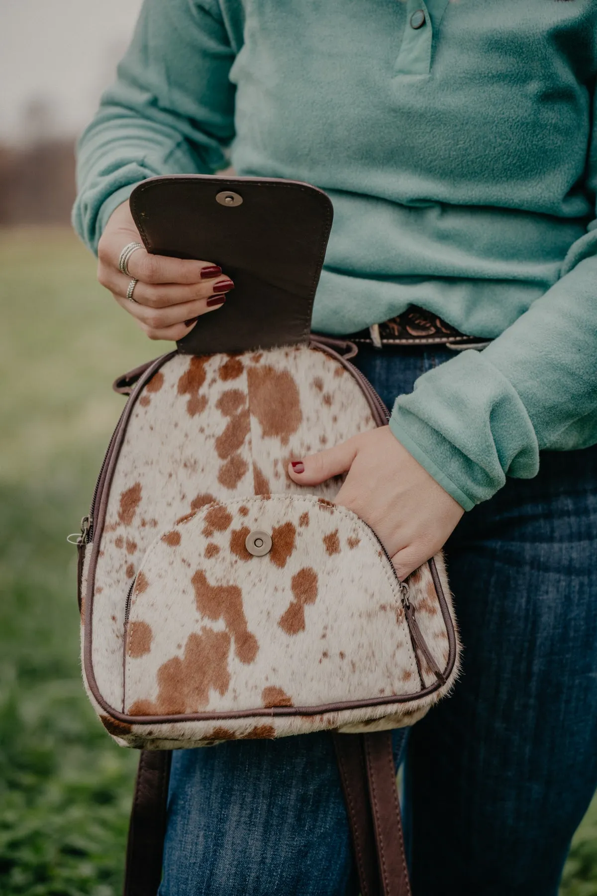 Small Cowhide & Tooled Leather Backpack