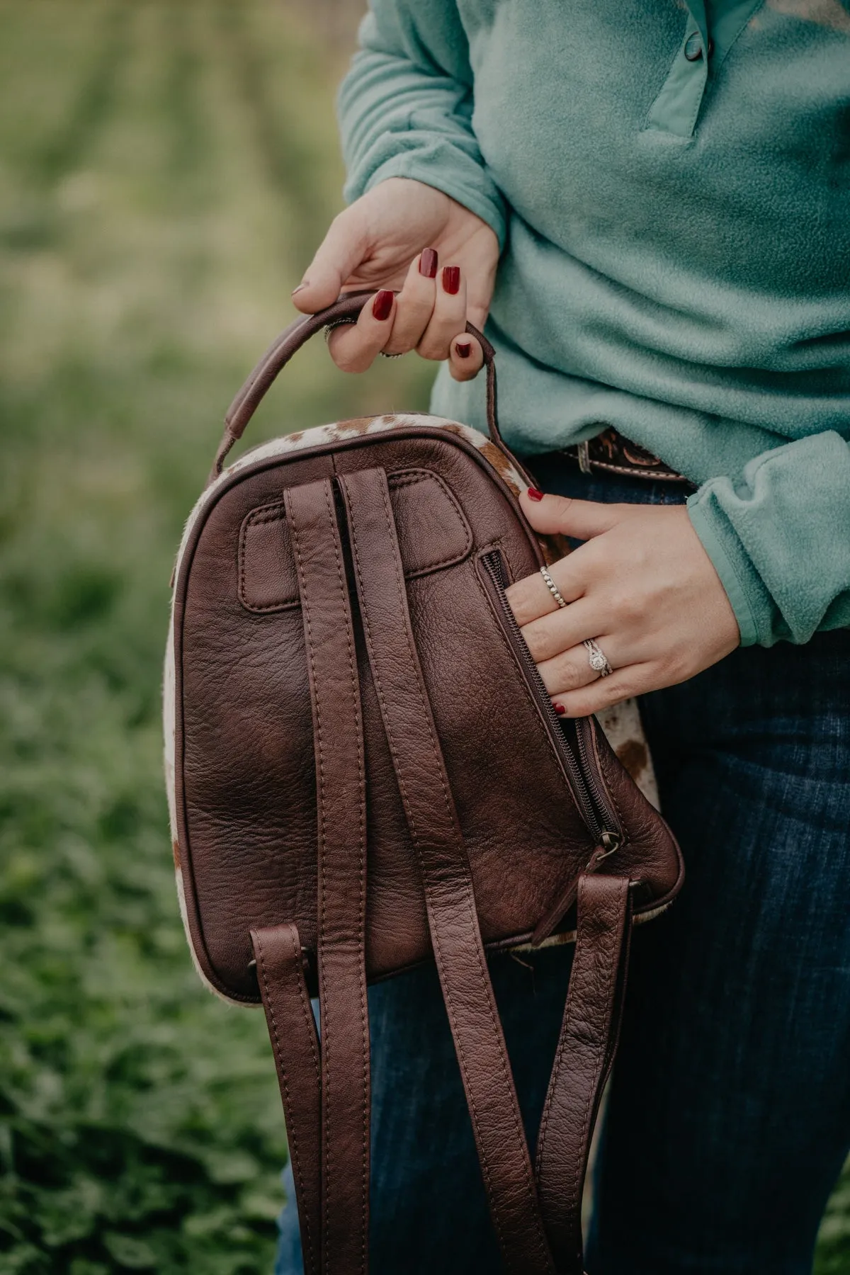 Small Cowhide & Tooled Leather Backpack