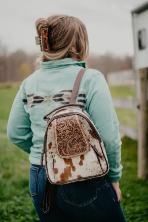 Small Cowhide & Tooled Leather Backpack