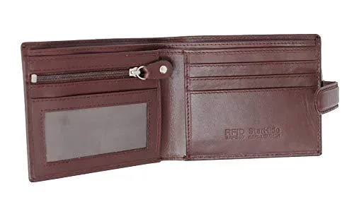 STARHIDE Mens RFID Blocking Real Leather Slim Wallet 1100 Brown