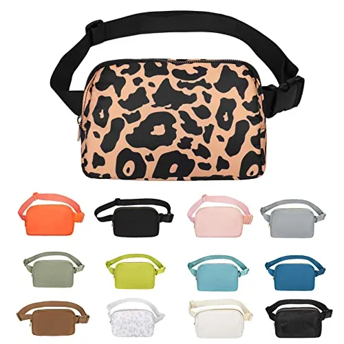 VOROLO Waist Pack for Running Fanny Pack for Women and Men Crossbody Belt Bag Bum Bag with Adjustable Strap for Hiking Workout Sports Travel Leopard Yellow