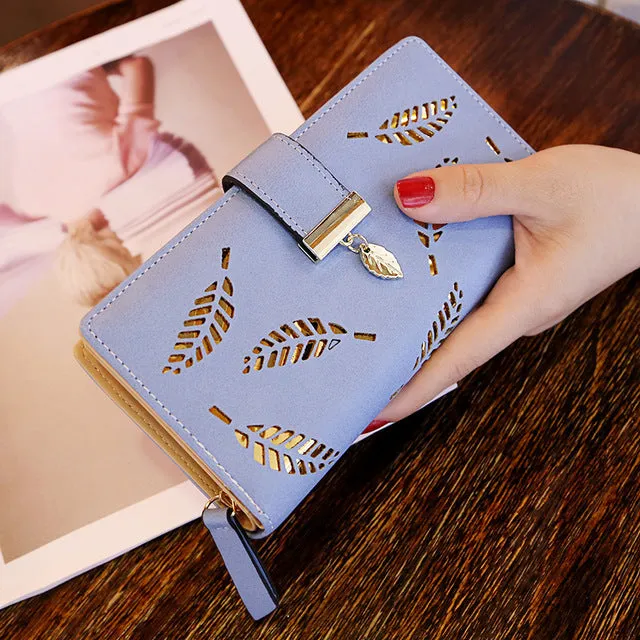 Women's Hollow Golden Leaves Wallet Clutch