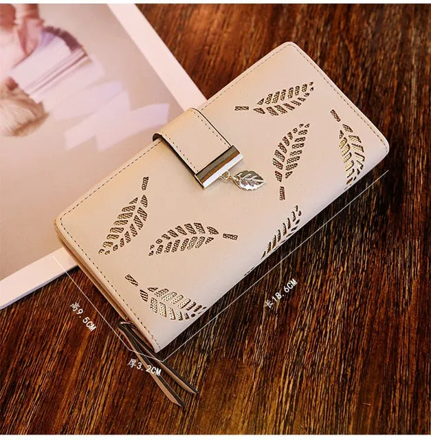 Women's Hollow Golden Leaves Wallet Clutch