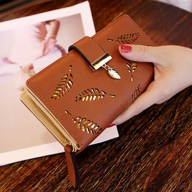 Women's Hollow Golden Leaves Wallet Clutch