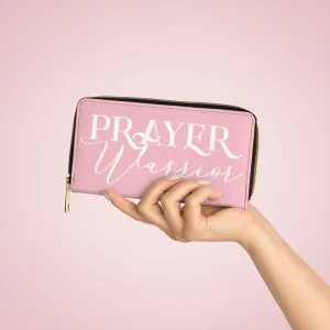 Womens Wallet, Zip Purse, Light Pink & White Prayer Warrior