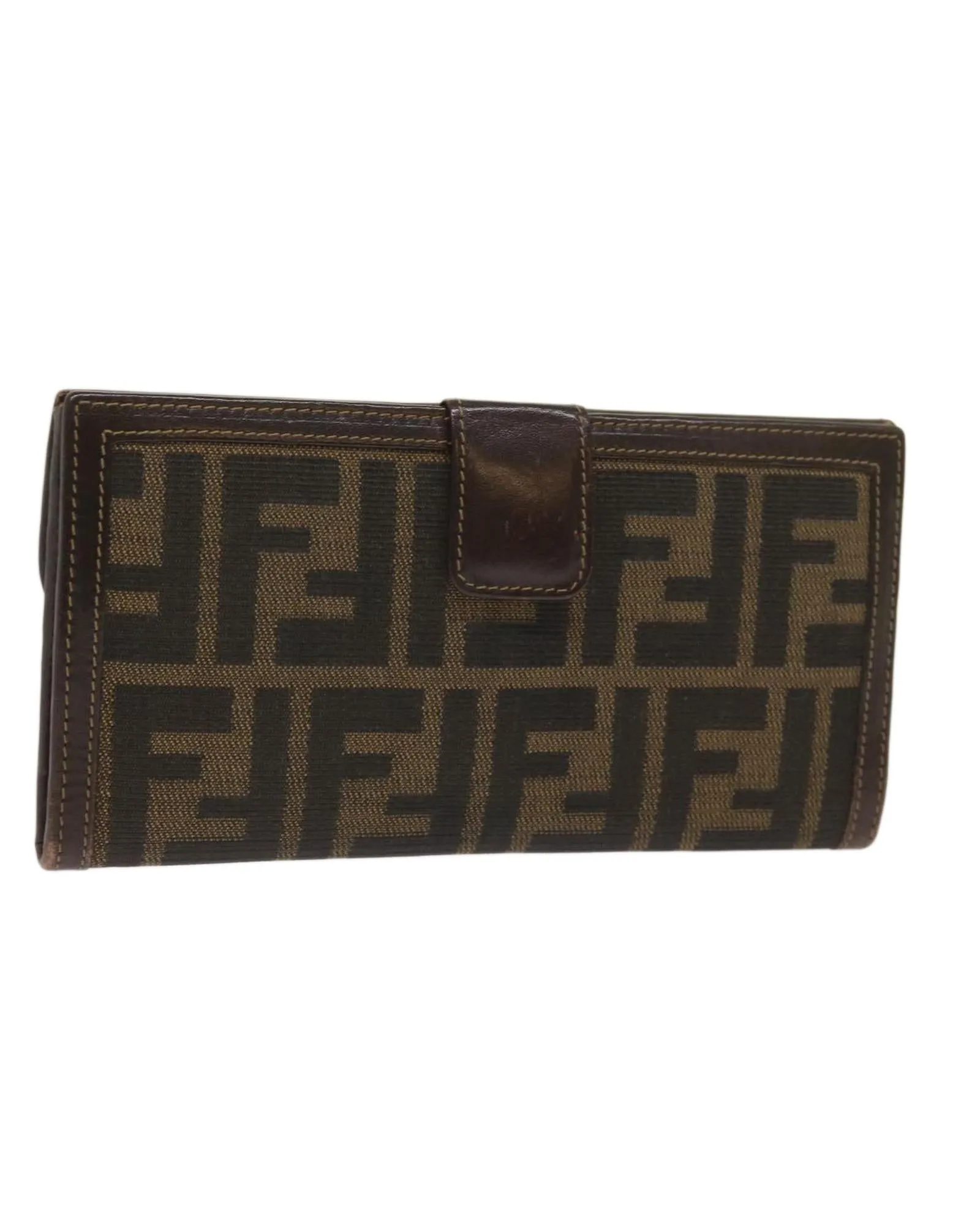 Zucca Canvas Long Wallet in Black/Brown by Fendi