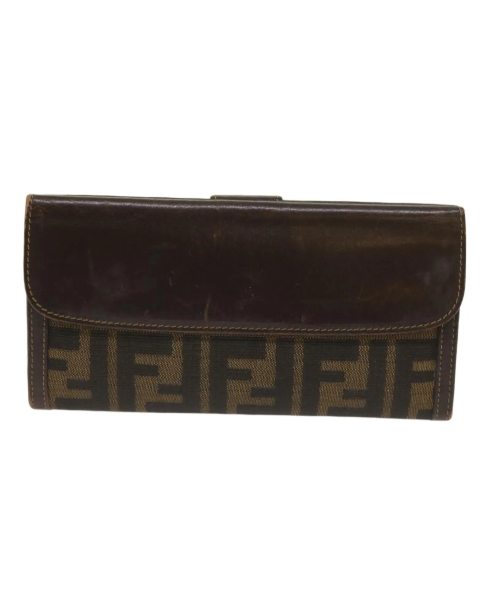 Zucca Canvas Long Wallet in Black/Brown by Fendi