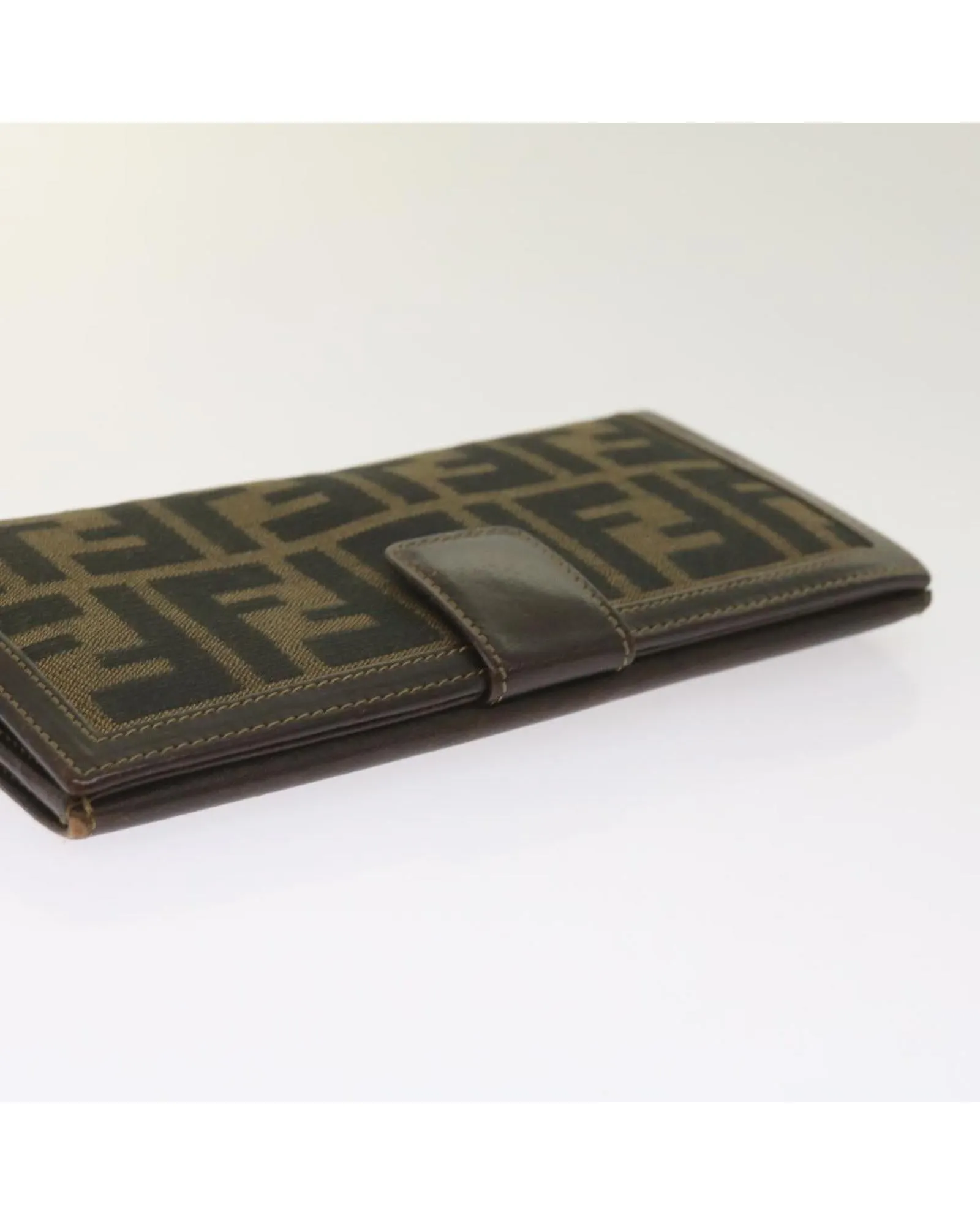 Zucca Canvas Long Wallet in Black/Brown by Fendi